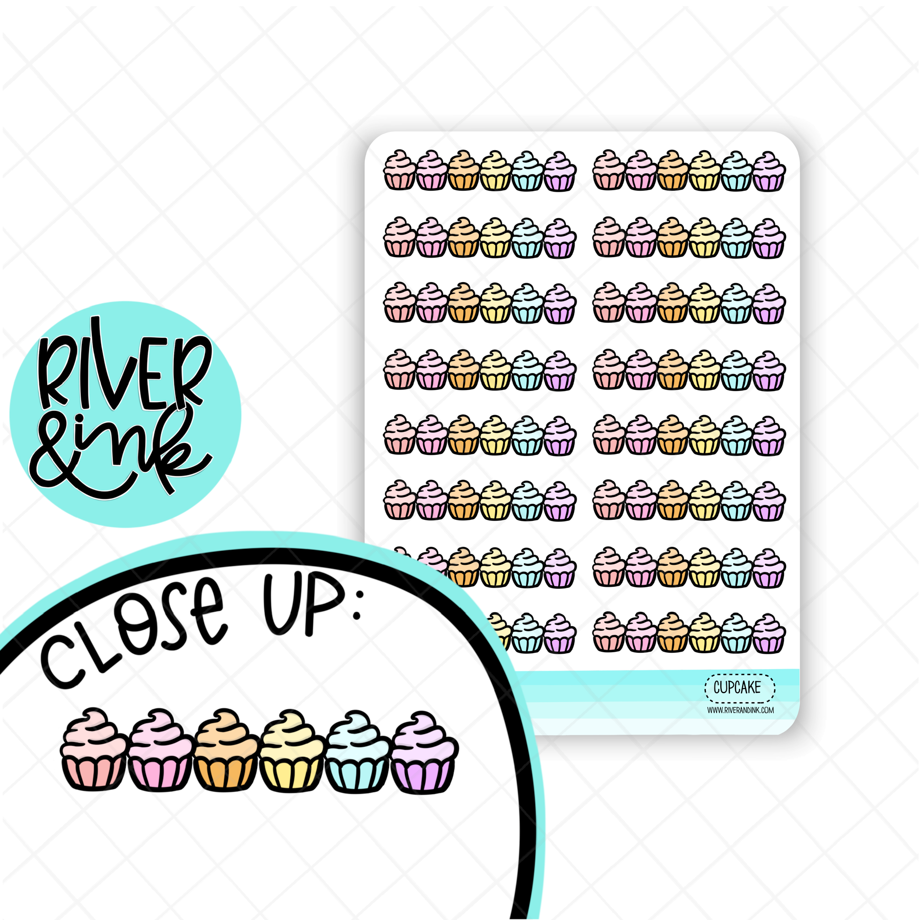 Cupcake Divider Stickers | Hand Drawn Planner Stickers