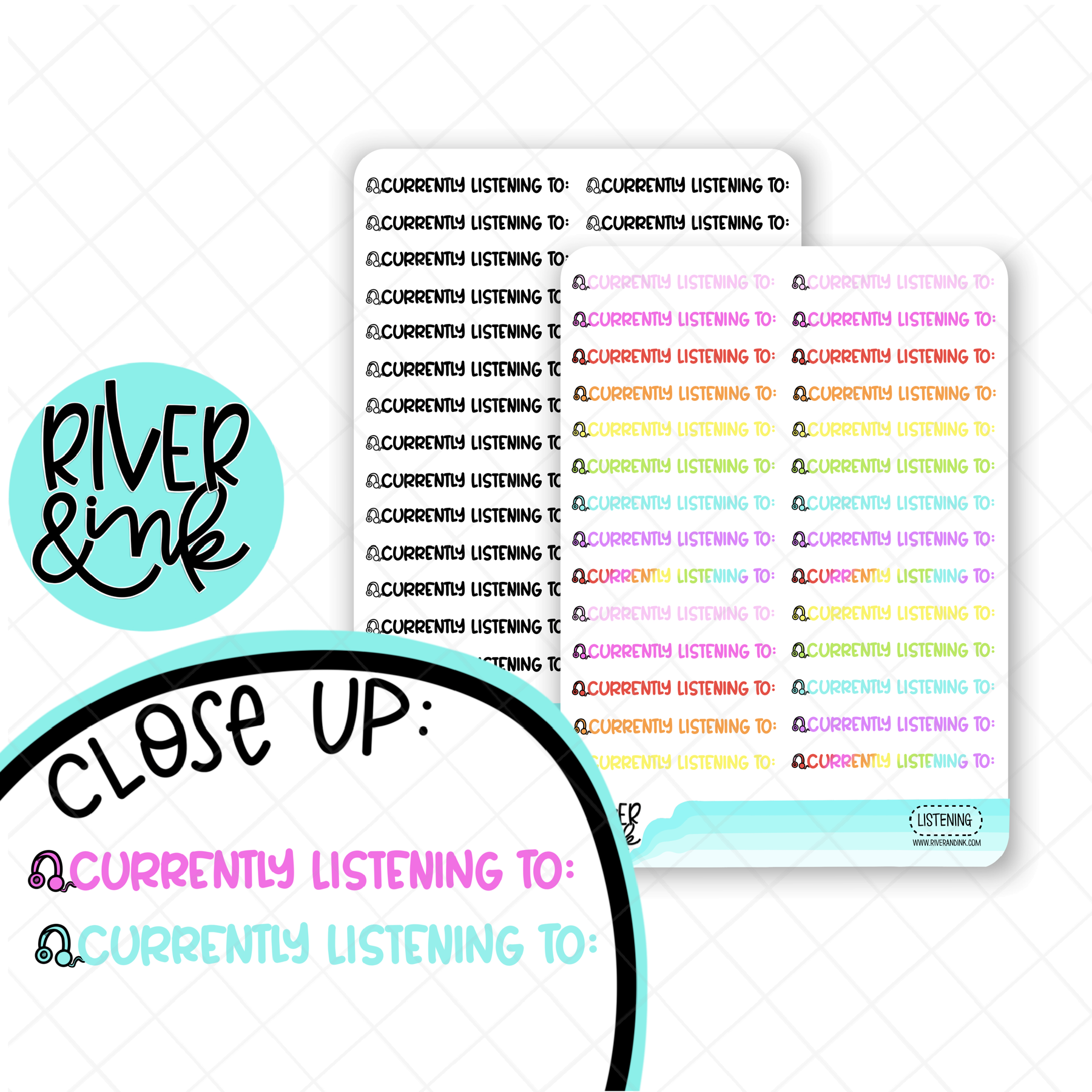 Currently Listening To | Hand Lettered Planner Stickers