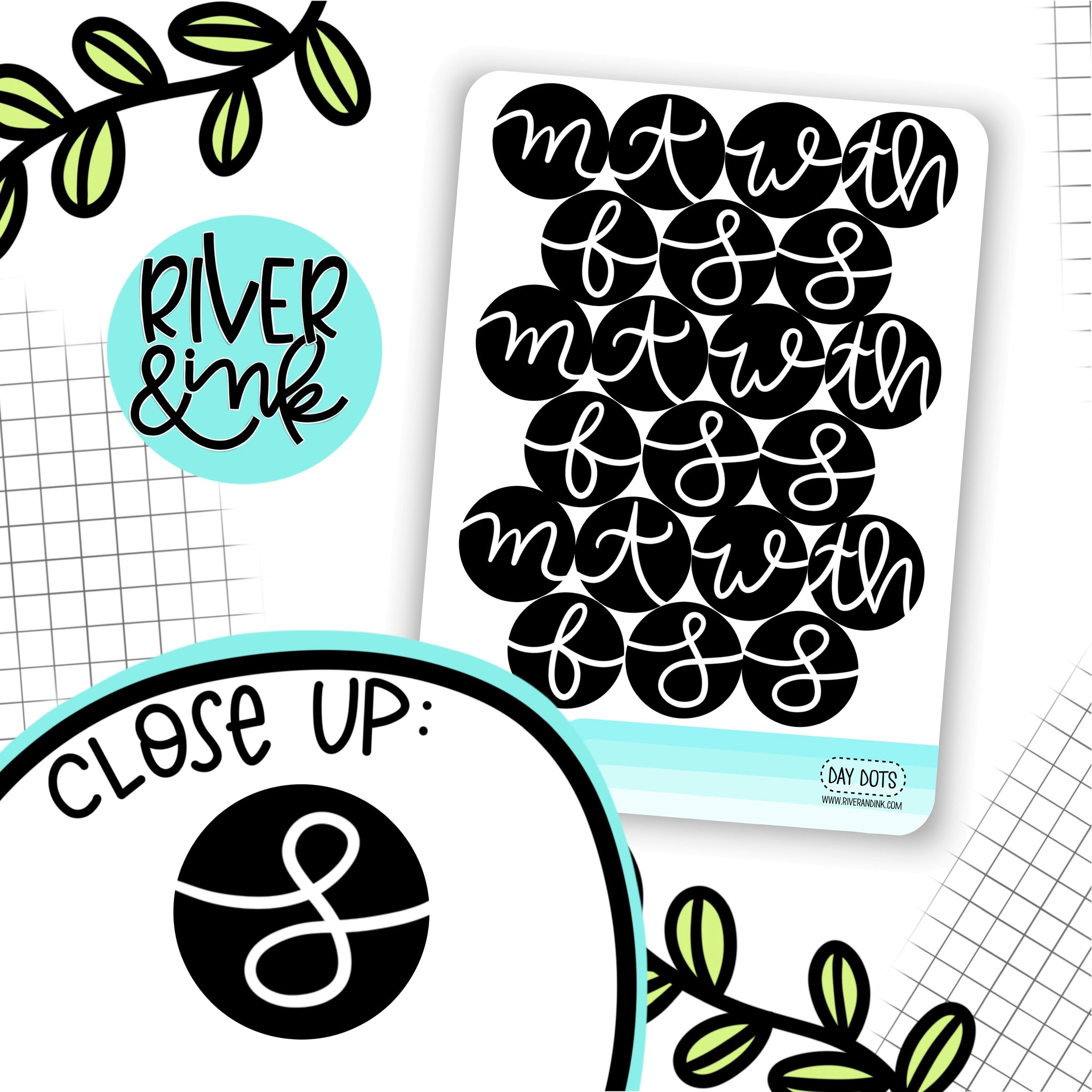 Day Dots Date Cover | Hand Lettered Planner Stickers