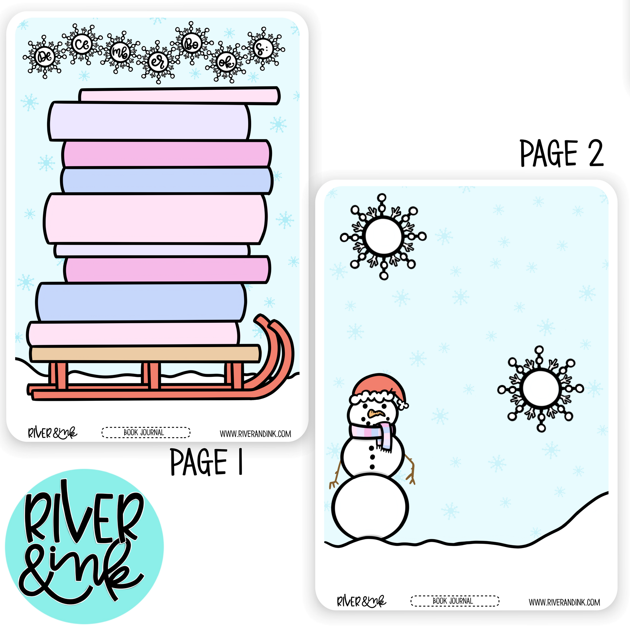 December Reading Tracker Book Journaling Full A5 Sheet | Hand Drawn Planner Stickers