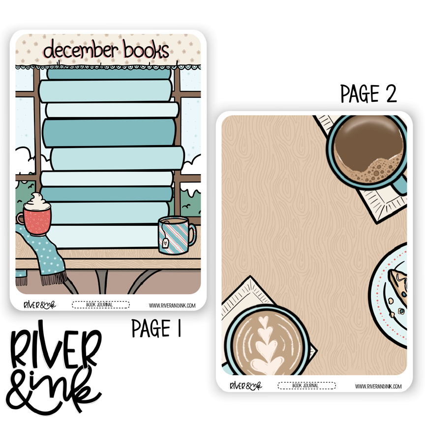 B6 2023 December Reading Tracker Book Journaling Full Sheet | Hand Drawn Planner Stickers