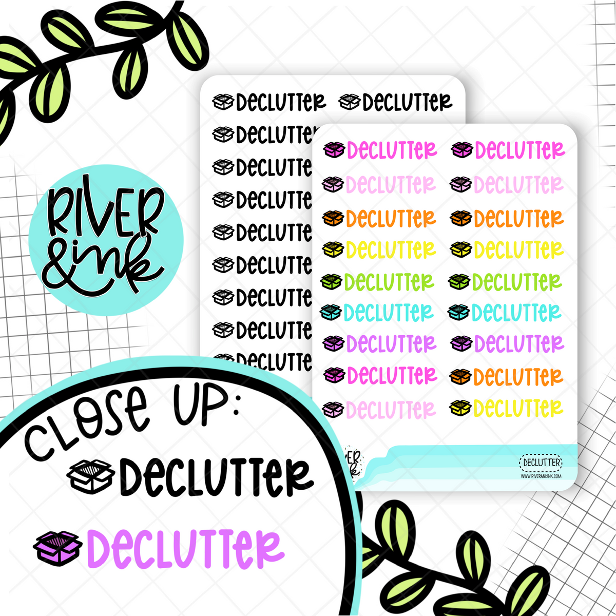 Declutter | Hand Lettered Planner Stickers – River & Ink