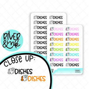 Dishes | Hand Lettered Planner Stickers