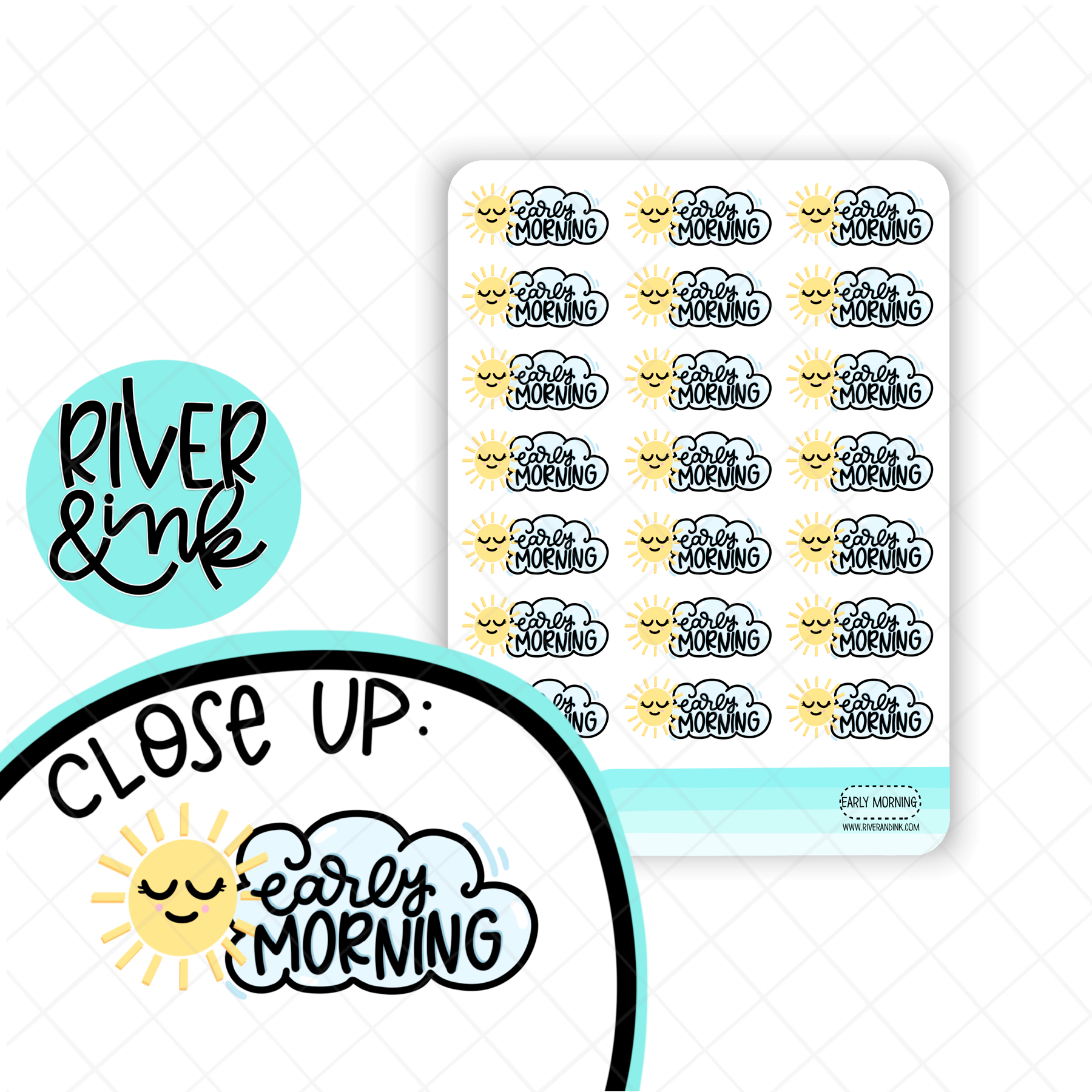 Early Morning Sunshine | Hand Lettered Planner Stickers