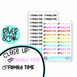Family Time | Hand Lettered Planner Stickers