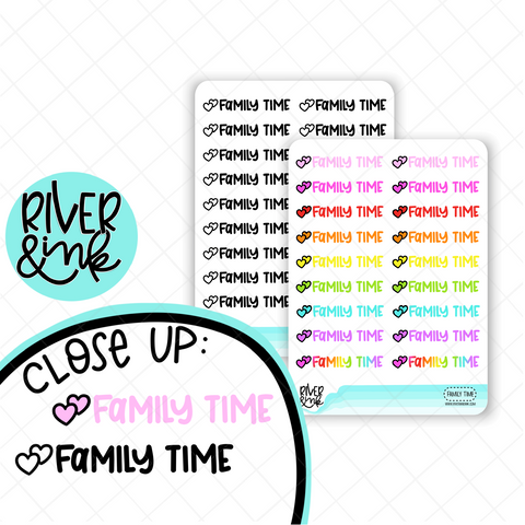 Family Time | Hand Lettered Planner Stickers