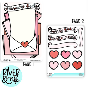 February Reading Tracker Book Journaling Full A5 Sheet | Hand Drawn Planner Stickers