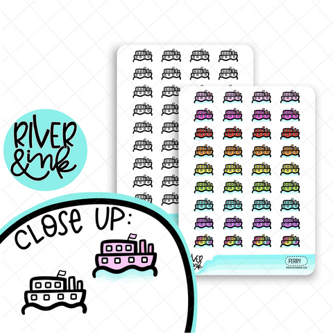 Ferry Boat Icon | Hand Drawn Planner Stickers