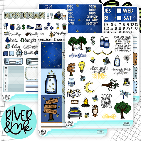 Firefly Nights | Weekly Vertical Kit Planner Stickers