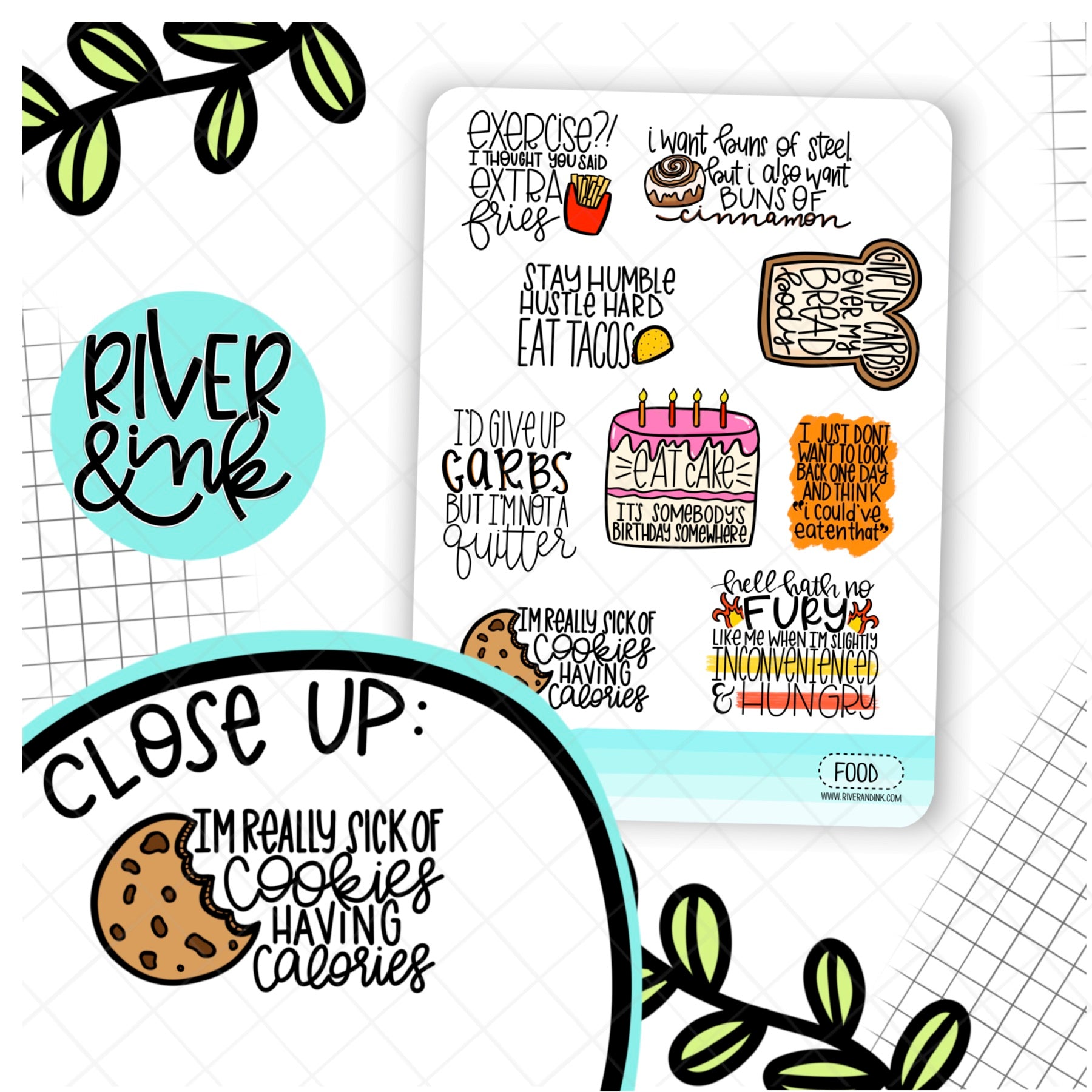 Food Quotes | Hand Lettered Planner Stickers