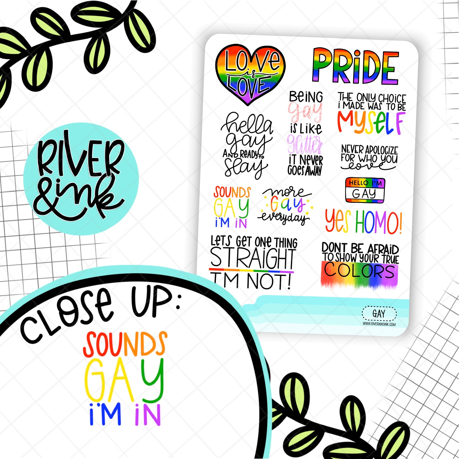 Gay Pride Quotes | Hand Lettered Planner Stickers