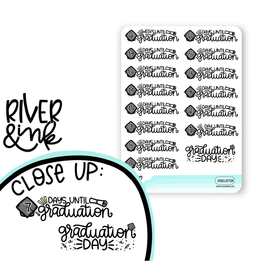 Graduation Countdown | Hand Lettered Planner Stickers