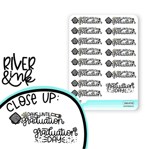 Graduation Countdown | Hand Lettered Planner Stickers