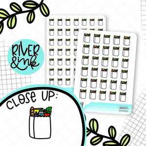 Black & White Grocery Bag Icons | Hand Drawn Planner Stickers