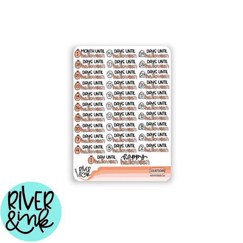 Halloween Countdown | Hand Lettered Planner Stickers