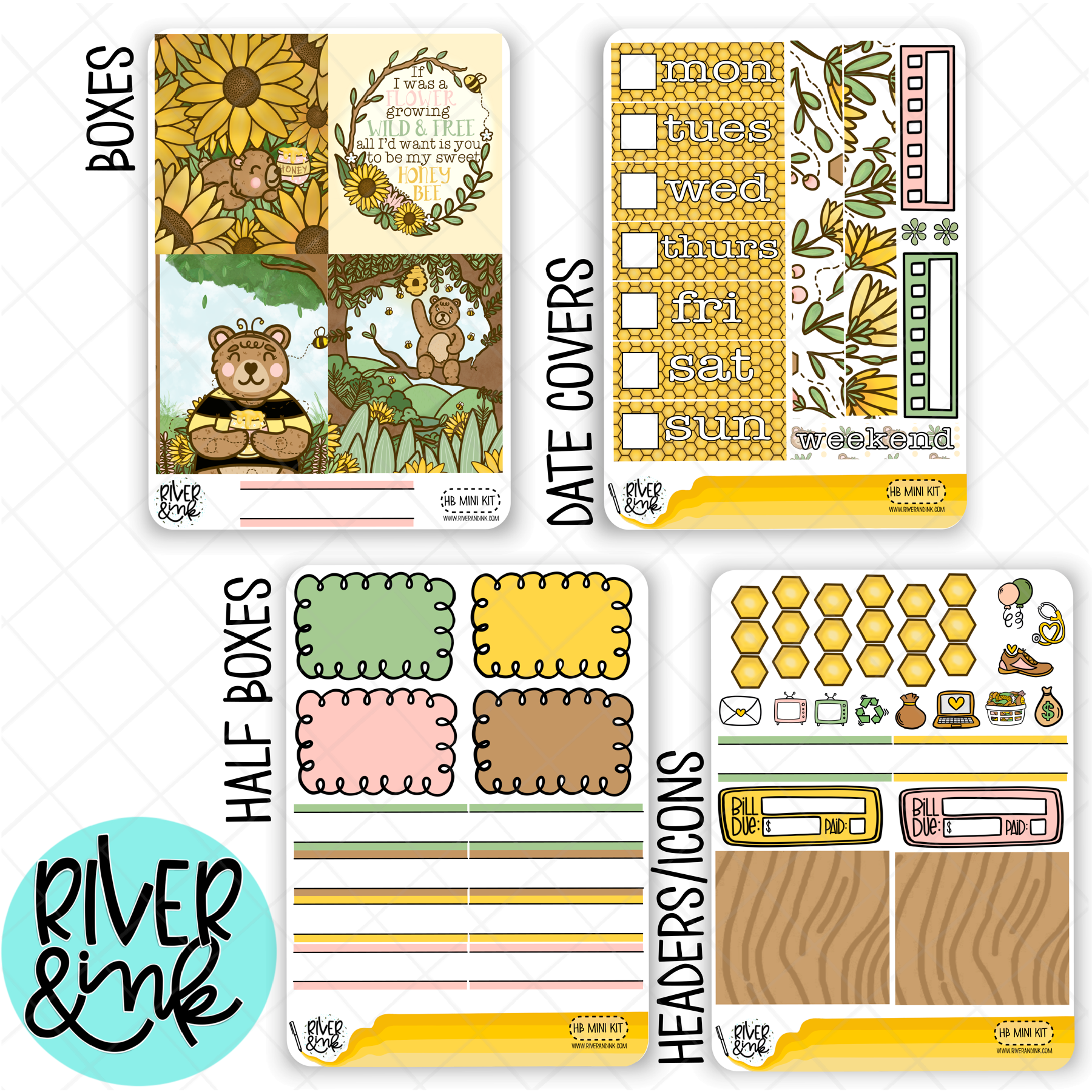 Honey Bear | Mini Weekly Planner Stickers Kit