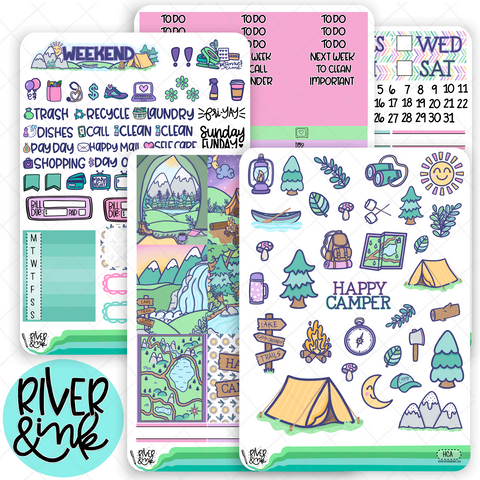 Happy Camper | Weekly Vertical Planner Stickers Kit