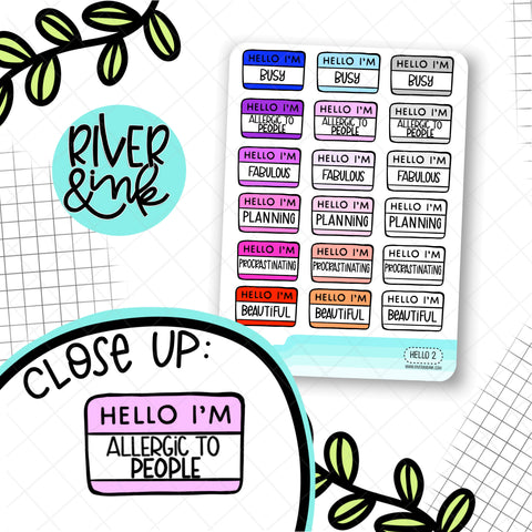 Hello I'm...Mood 2 | Hand Lettered Planner Stickers