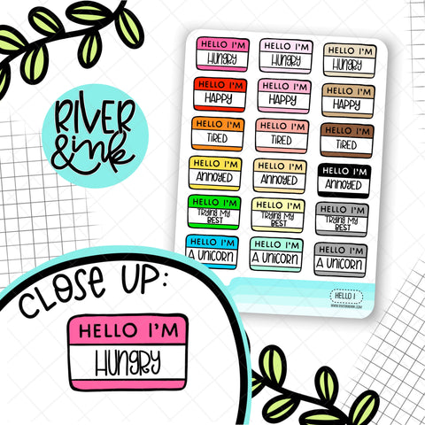 Hello I'm...Mood 1 | Hand Lettered Planner Stickers