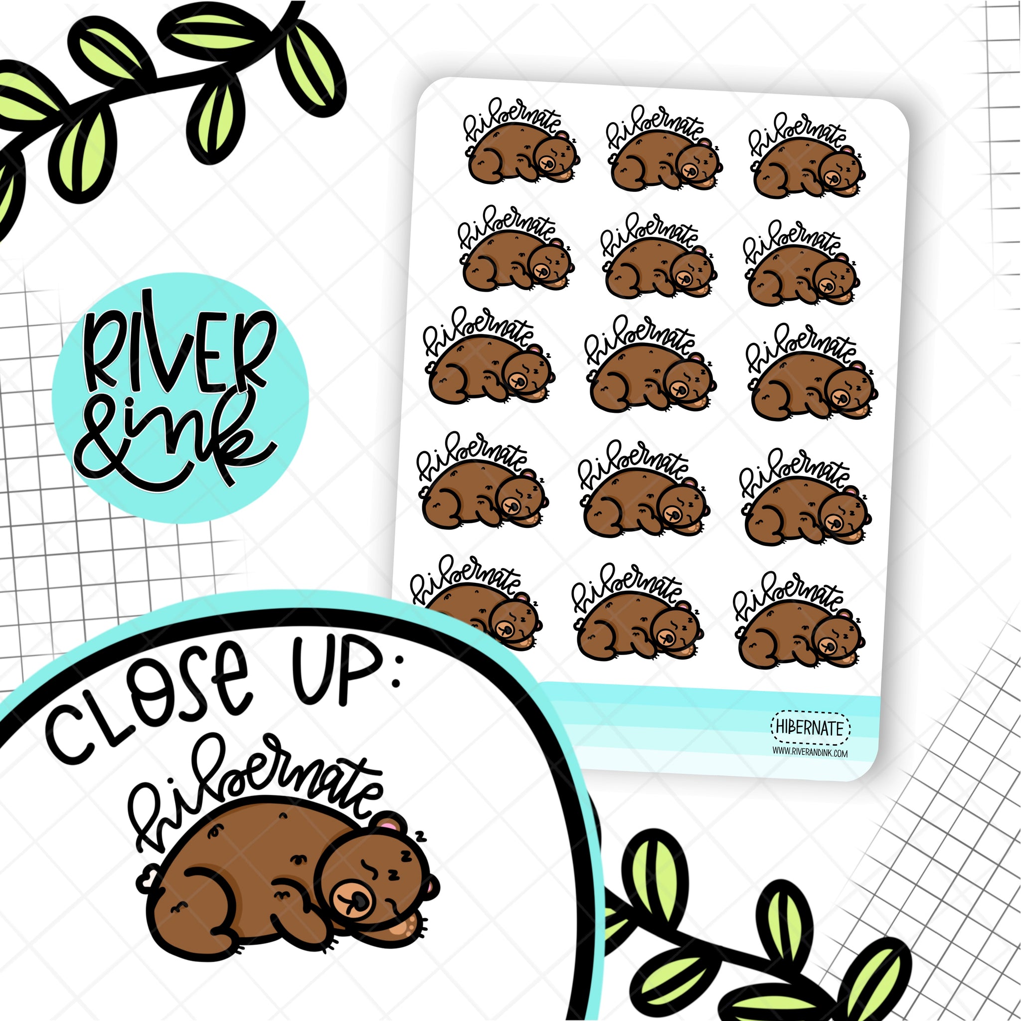 Hibernate Bear | Hand Drawn Planner Stickers