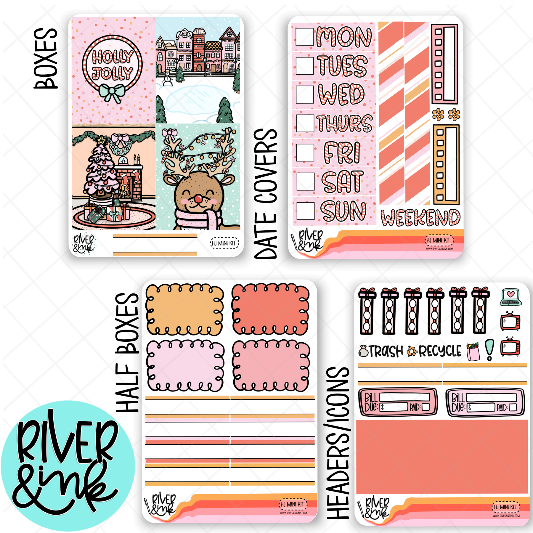 Holly Jolly Christmas | Mini Weekly Planner Stickers Kit
