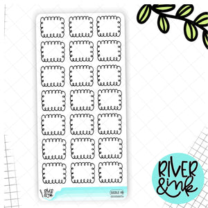 Black and White Doodle Boxes Hobonichi Weeks | Hand Drawn Planner Stickers