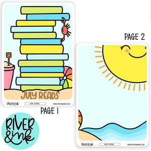 July Reading Tracker Book Journaling Full A5 Sheet | Hand Drawn Planner Stickers