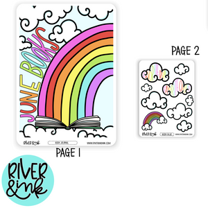 June Reading Tracker Book Journaling Full A5 Sheet | Hand Drawn Planner Stickers