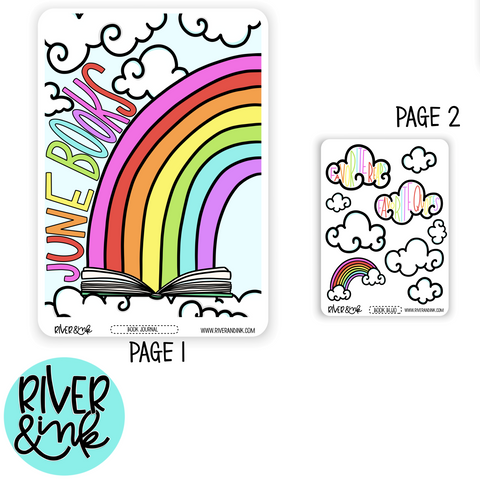 June Reading Tracker Book Journaling Full A5 Sheet | Hand Drawn Planner Stickers