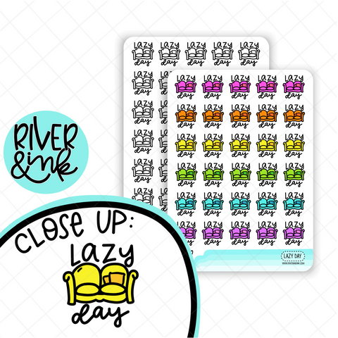 Lazy Day Couch | Hand Lettered Planner Stickers