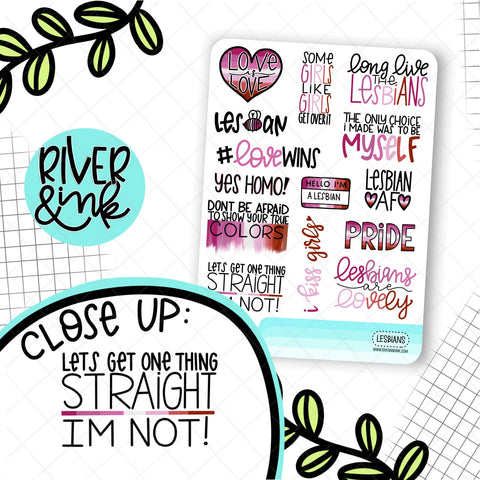 Lesbian Pride Quotes | Hand Drawn Planner Stickers