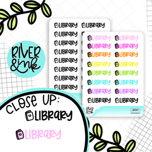 Library | Hand Lettered Planner Stickers