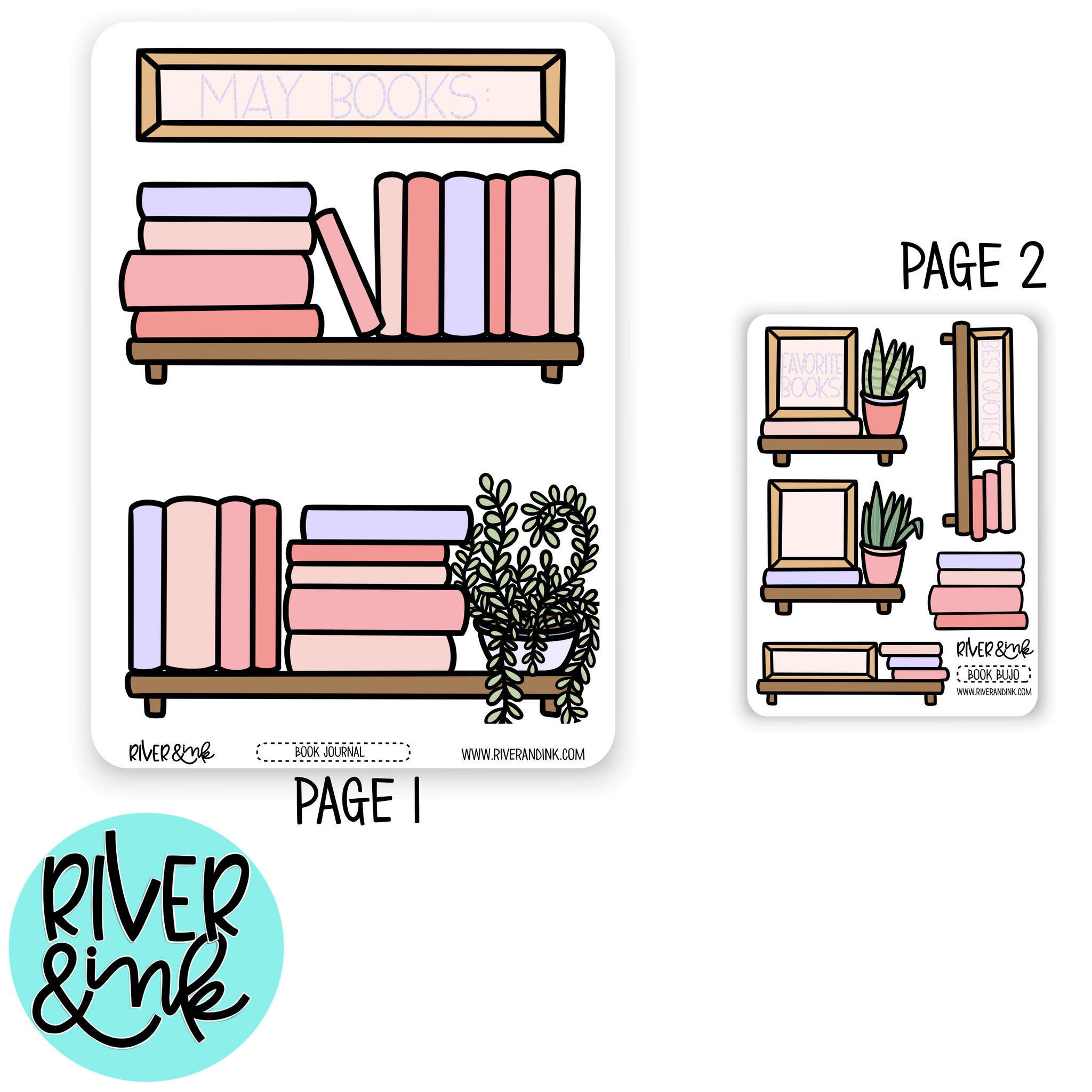 May Reading Tracker Book Journaling Full A5 Sheet | Hand Drawn Planner Stickers