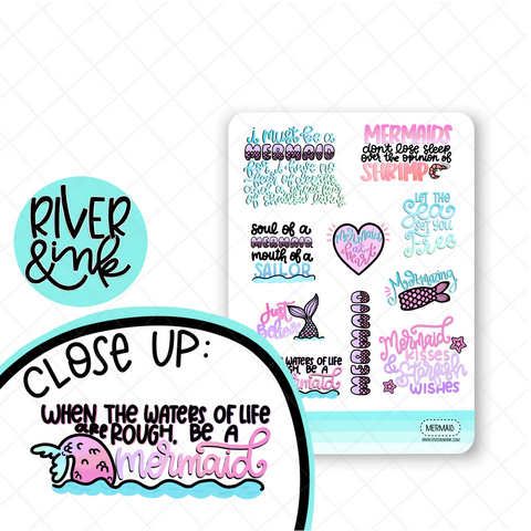 Mermaid Quotes | Hand Lettered Planner Stickers