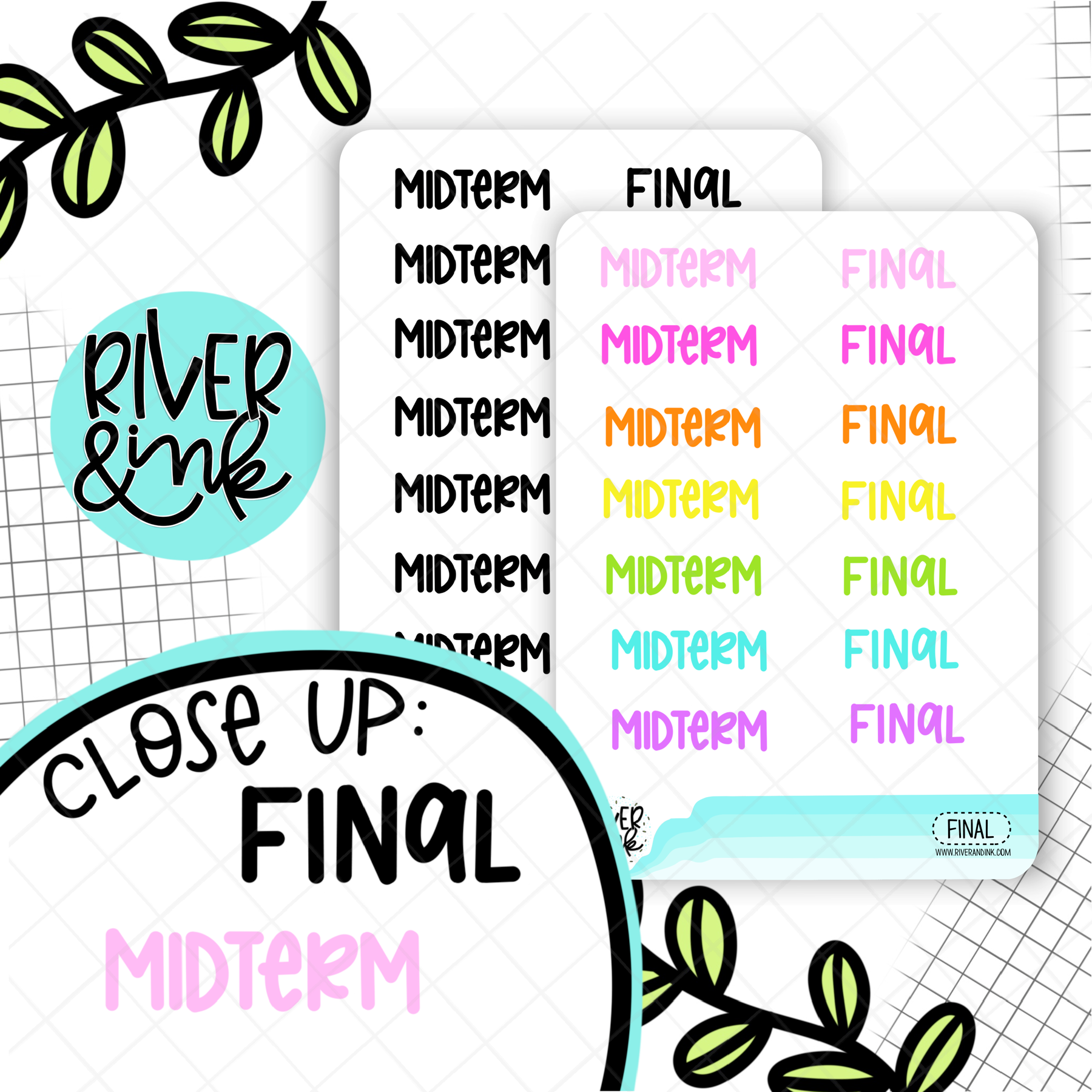 Midterm Final | Hand Lettered Planner Stickers