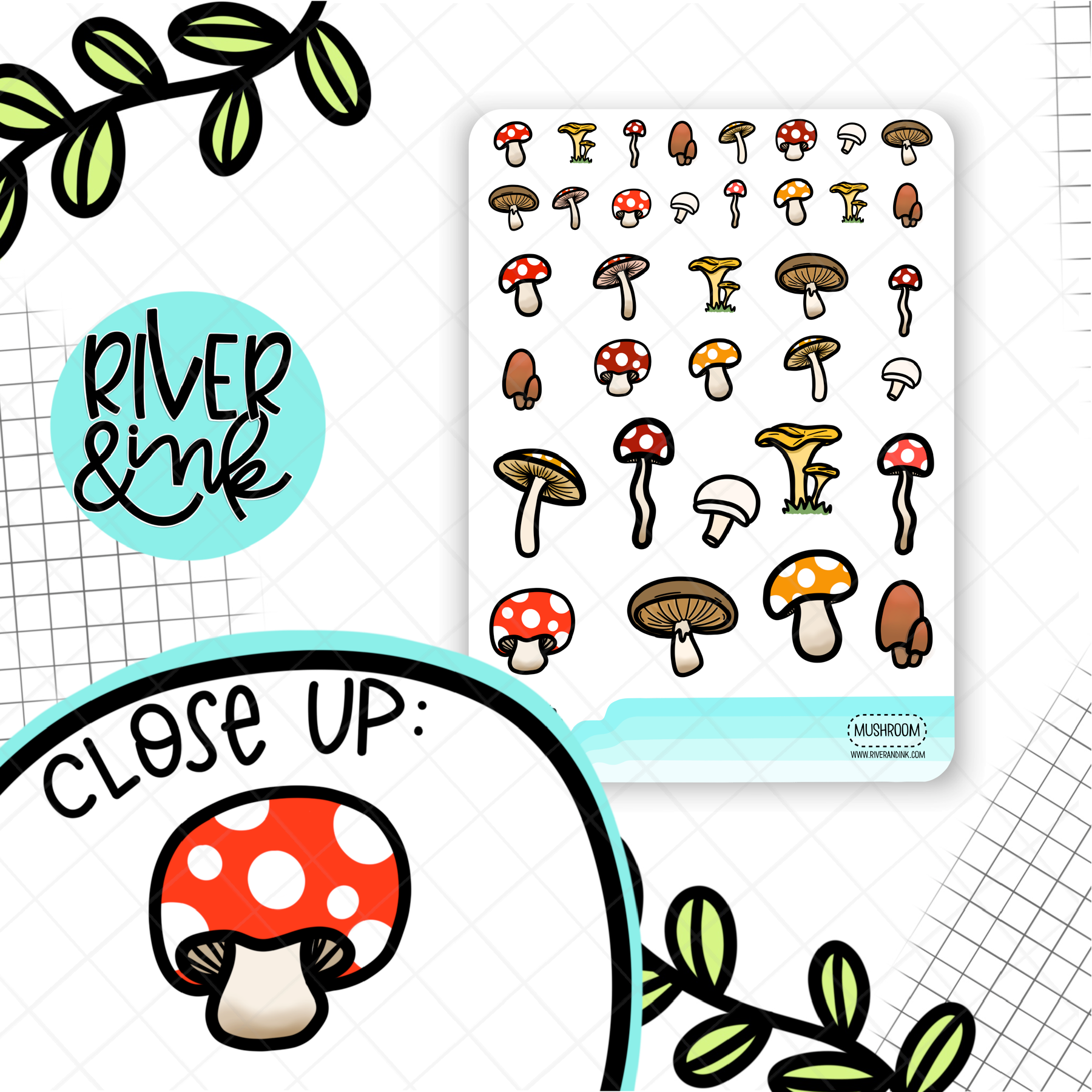 Mushrooms | Hand Drawn Planner Stickers