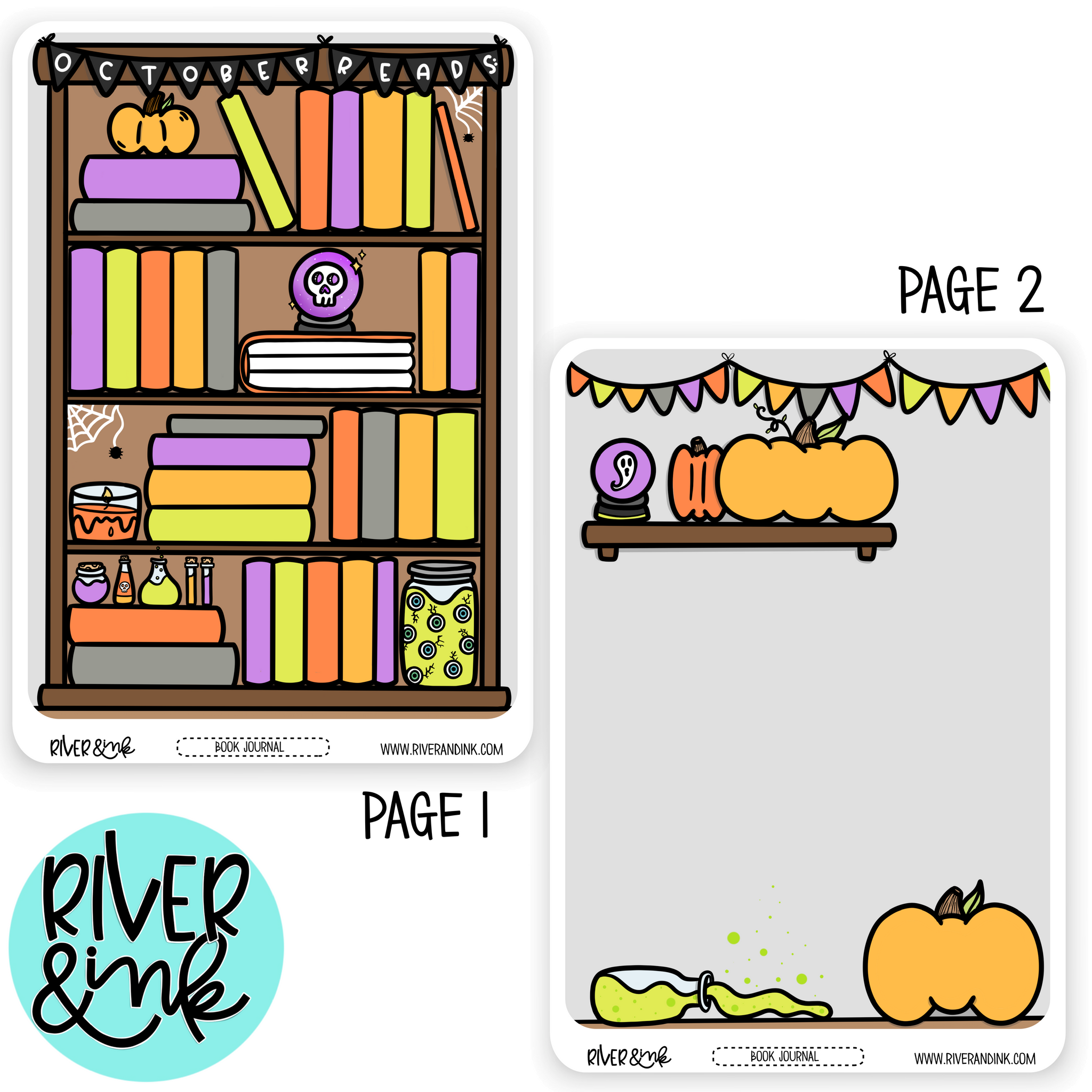 October Reading Tracker Book Journaling Full A5 Sheet | Hand Drawn Planner Stickers