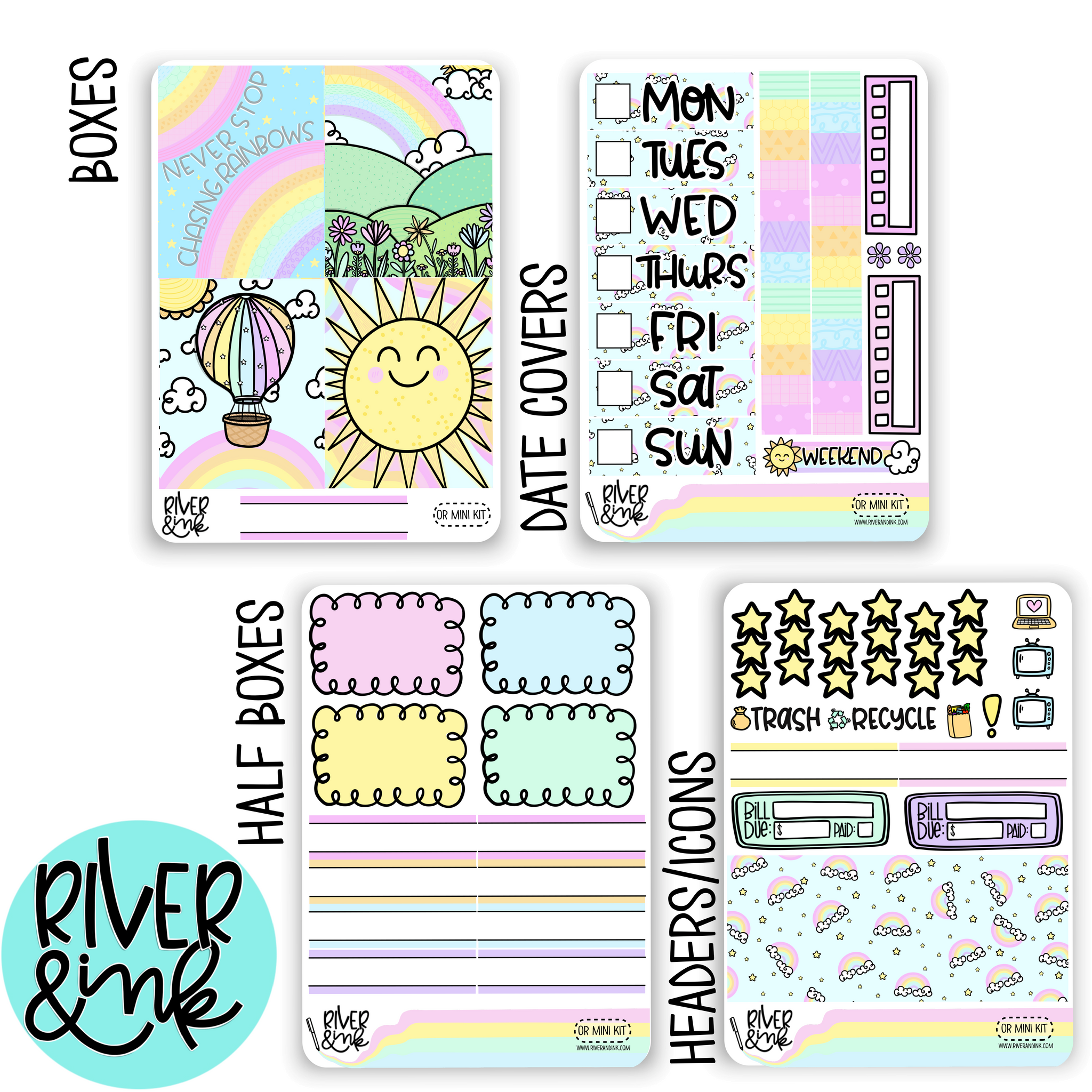 Over The Rainbow | Mini Weekly Planner Stickers Kit