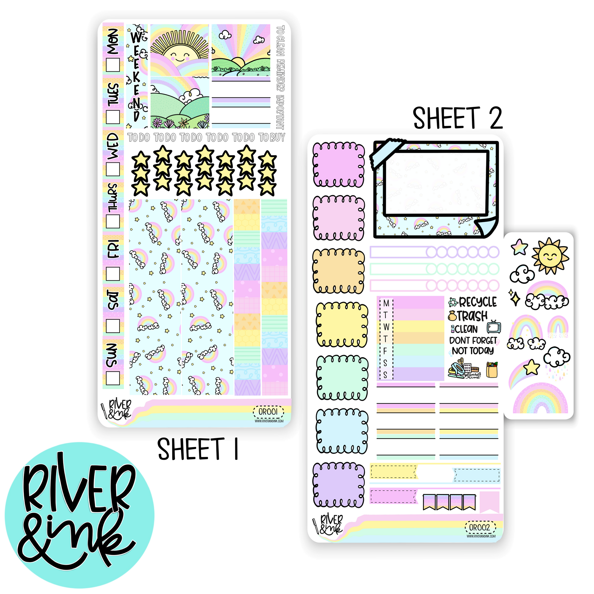Over The Rainbow | Hobonichi Weeks Sticker Kit Planner Stickers