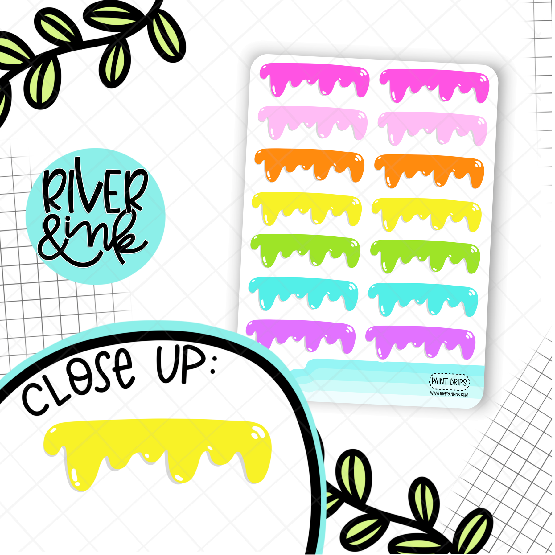 Paint Drip Dividers | Hand Drawn Planner Stickers