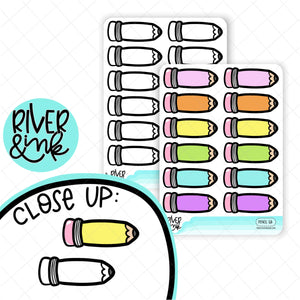 Pencil Quarter Boxes | Hand Drawn Planner Stickers