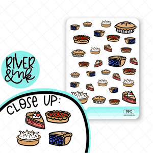 Pie Variety Food Icons | Hand Drawn Planner Stickers