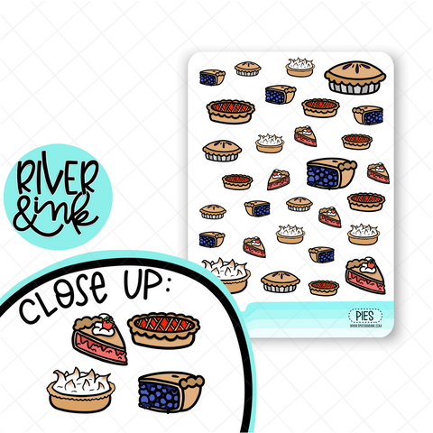 Pie Variety Food Icons | Hand Drawn Planner Stickers