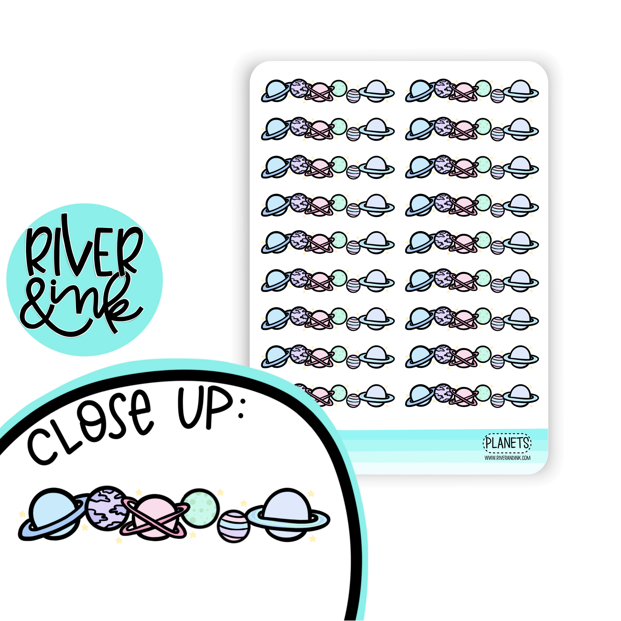 Planets Divider | Hand Drawn Planner Stickers