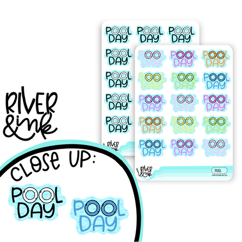 Pool Day | Hand Lettered Planner Stickers