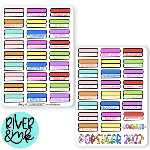Pop Sugar Reading Challenge Tracker Book Journaling | Hand Drawn Planner Stickers