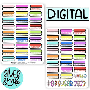 Digital Download Pop Sugar 2022 Challenge Blank Book Journaling Pages *PERSONAL USE ONLY*