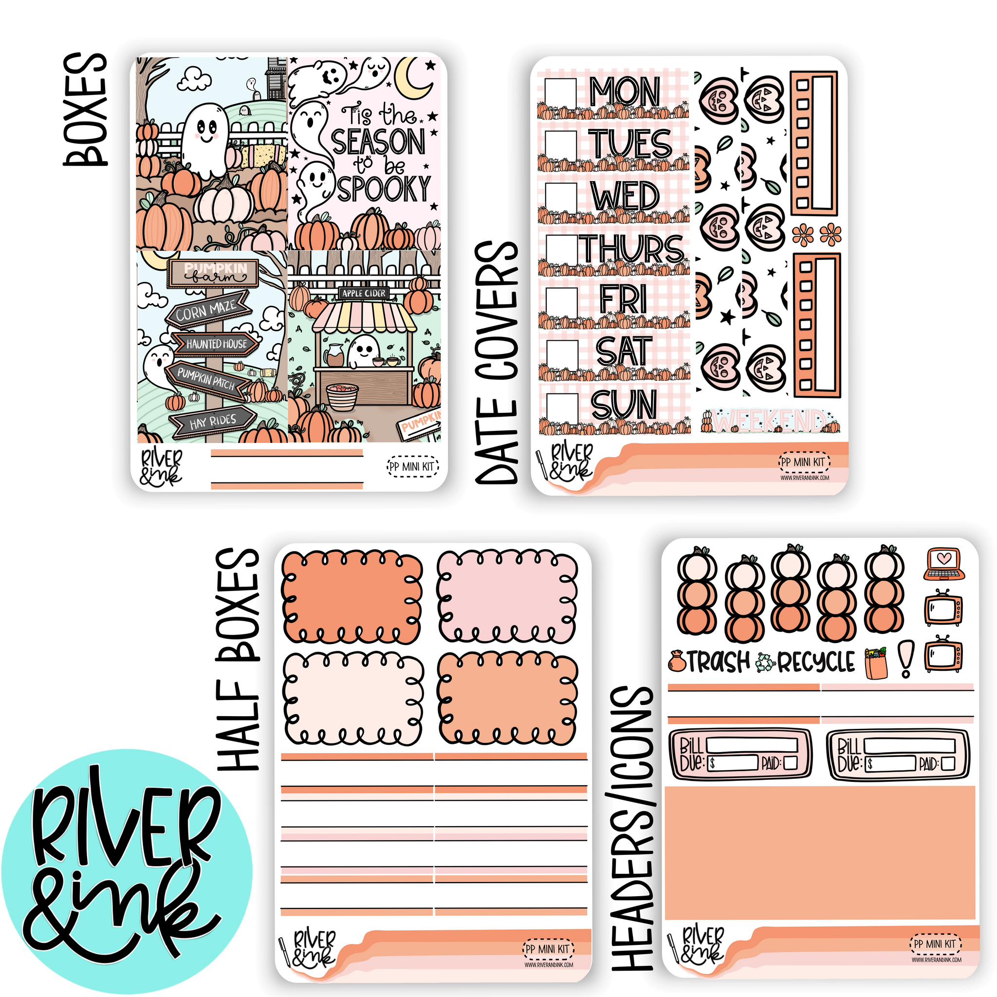 Pumpkin Patch  Mini Weekly Planner Stickers Kit – River & Ink