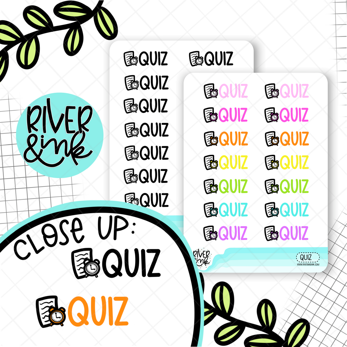 Quiz One Sticker Quiz | Hand Lettered Planner Stickers – River & Ink