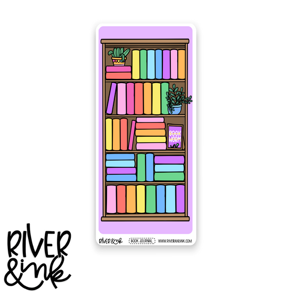 A5, B6, and Weeks 2023 Rainbow Bookshelf Journaling Full Sheet | Hand Drawn Planner Stickers